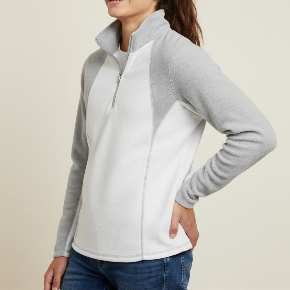 Tek Gear Gray and White Zip-Up Sweater